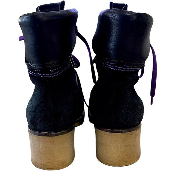 Sam Edelman lace up boots black suede and smooth leather Rubber gum sole size 9 - Picture 6 of 8